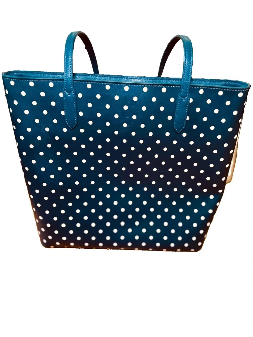 Kate Spade Jana Large Navy Dark Blue Tote White Polka Dot KE483 $359 Retail